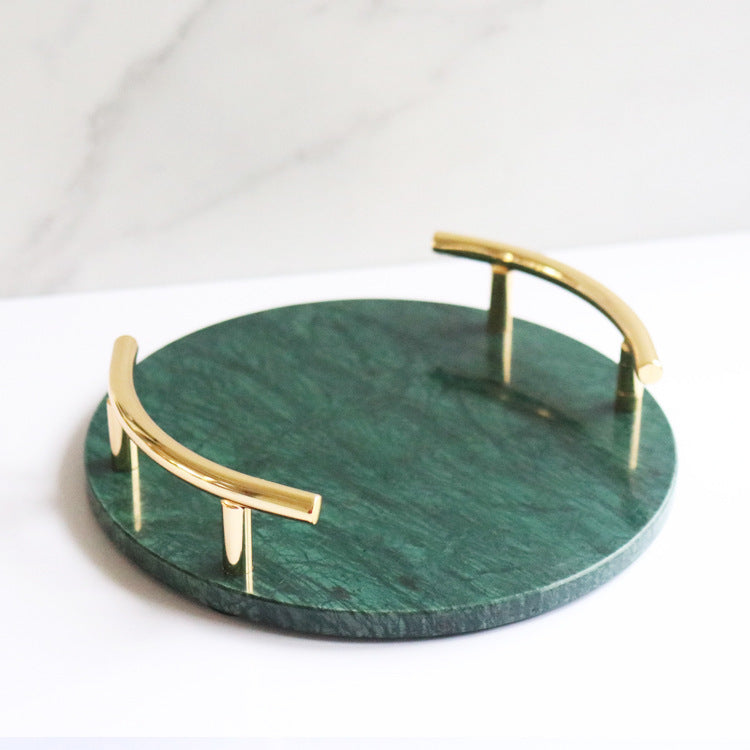 Modern Simplicity Natural Marble Tray – Electroplated Finish
